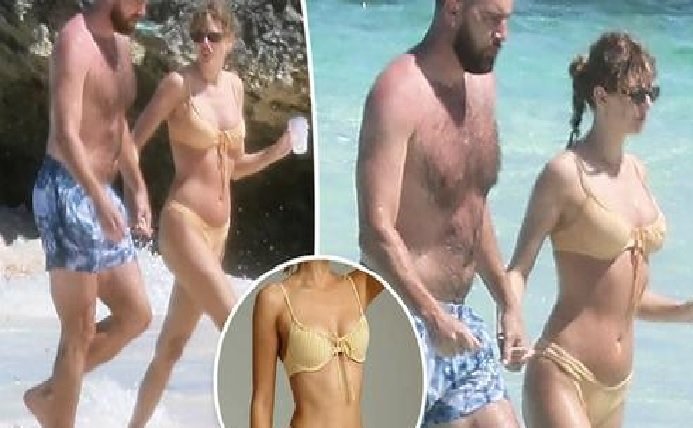 Taylor Swift’s perfect yellow bikini from her Bahamas trip with Travis Kelce is somehow still in stock