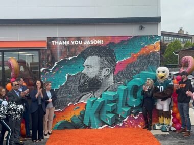 Dunkin’ Honors Jason Kelce with ‘Thank You’ Mural in Philadelphia Following His Retirement