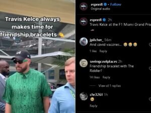 Travis Kelce Receives Friendship Bracelet from Young Fan at Formula 1 Grand Prix